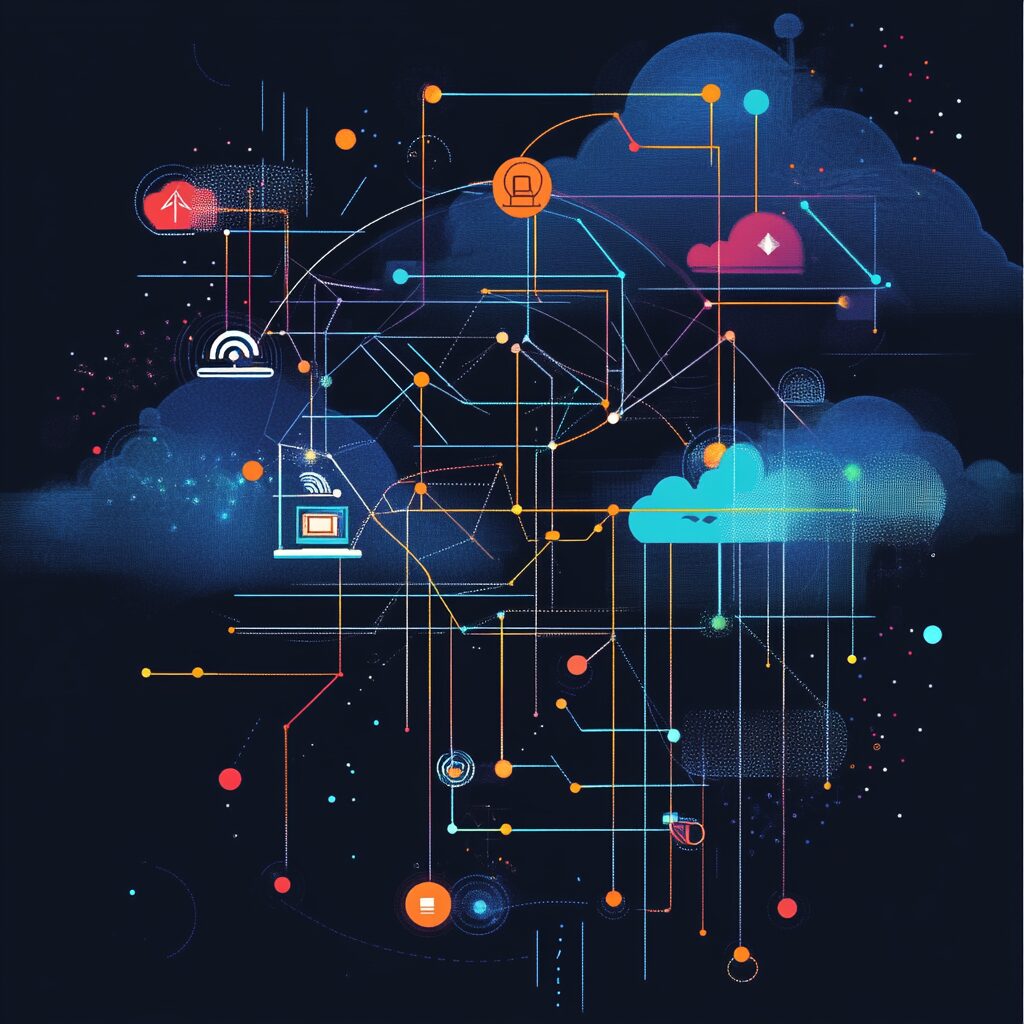 une illustration de nuages et fleches dans le web