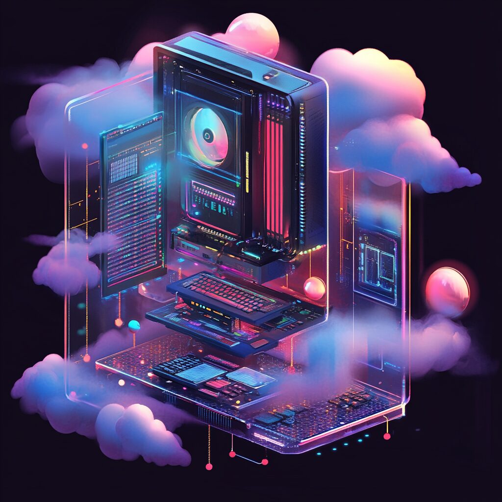 illustration violette de vps et site web